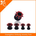 Soft Silicone Flesh Ear Tunnels Plugs,Black Silicone With Red Spike Ear Expander,Earring Piercing Jewelry